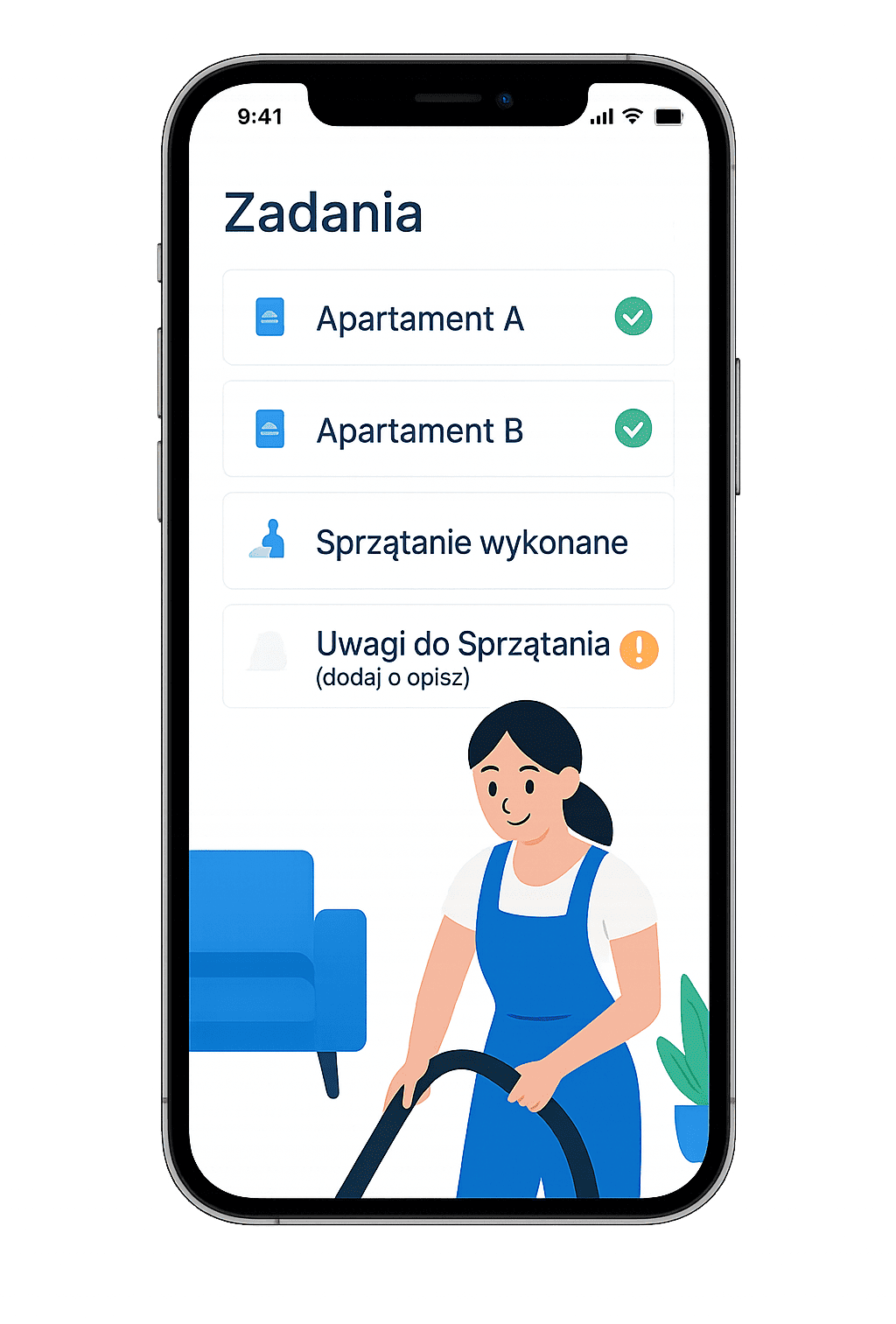 Podgląd aplikacji Klino na telefonie